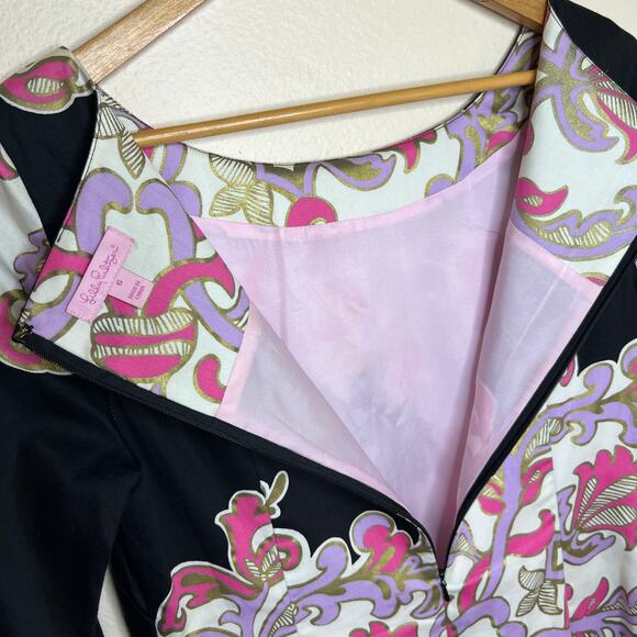 Lily Pulitzer Shauna Tunic Black Pink 3/4 Sleeve Dress 6 - Picture 11 of 12